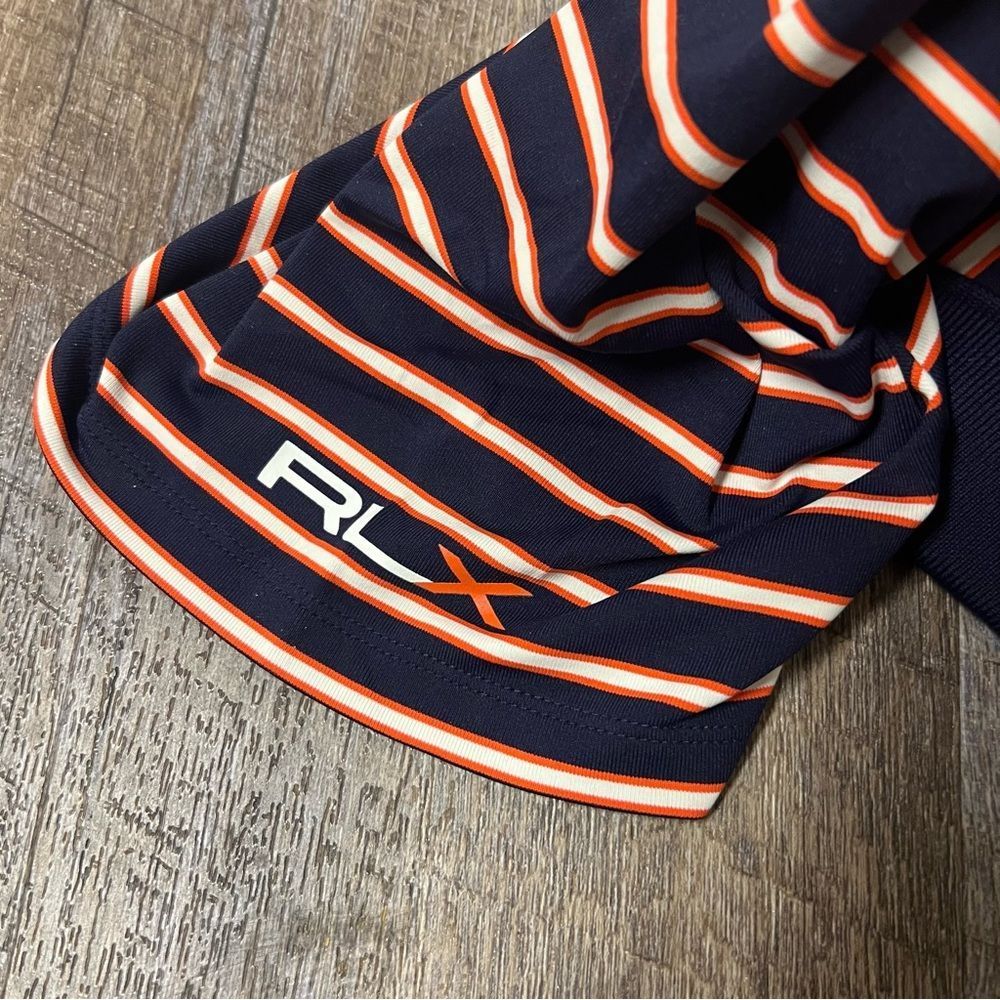 RLX Ralph Lauren Polo Shirt Mens Large Blue Orange Striped Golf Performance - Picture 8 of 9